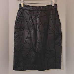C&A CANDA vintage leather pencil patchwork skirt size 36 rare excellent conditio